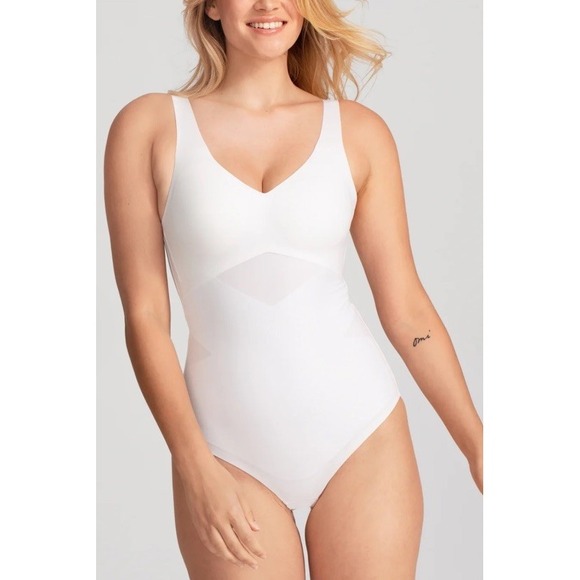 Honey Love Women Size XL  Tank Bodysuit White Style# LWBS0201 Strong Support - Picture 1 of 15